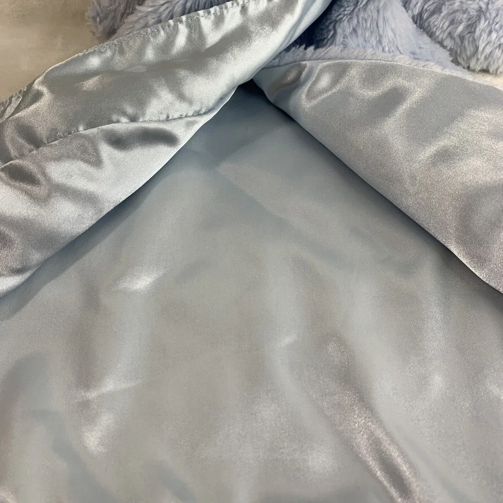 Gund Baby Puppy Dog Fluffey Huggy Buddy Blue Satin Fleece Security Blanket Lovey